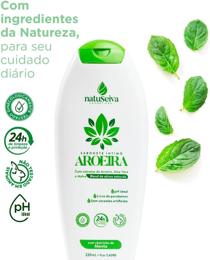 Sabonete Íntimo Aroeira e Menta Natuseiva 220mL | Frescor, Proteção e pH Balanceado - Imagem 2