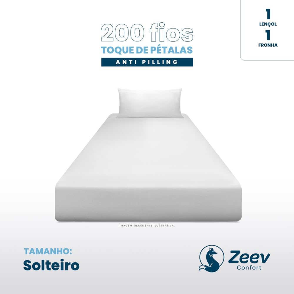Jogo de lençol 200 fios 2 peças toque de solteiro - Zeev Confort - Imagem 5