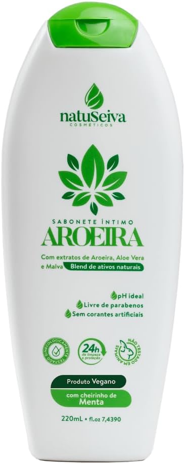 Sabonete Íntimo Aroeira e Menta Natuseiva 220mL | Frescor, Proteção e pH Balanceado