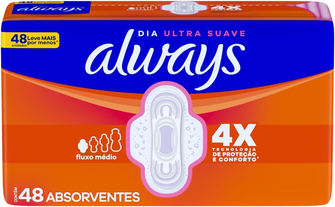 Always Absorvente Dia Ultra Suave com Abas Fluxo Médio, 48 Unidades - Imagem 8