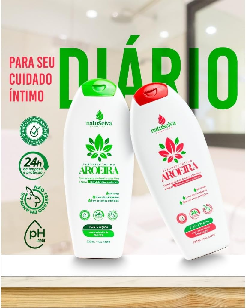 Sabonete Íntimo Aroeira e Menta Natuseiva 220mL | Frescor, Proteção e pH Balanceado - Imagem 4