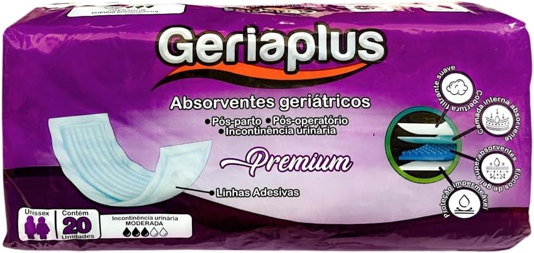 Absorvente Geriátrico Geriaplus Premium Unissex 20 Unid Pós Parto Pós Operatório