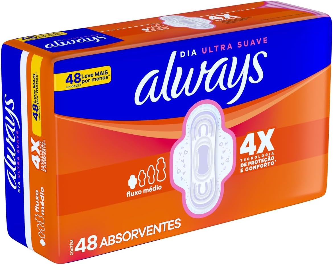 Always Absorvente Dia Ultra Suave com Abas Fluxo Médio, 48 Unidades - Imagem 10