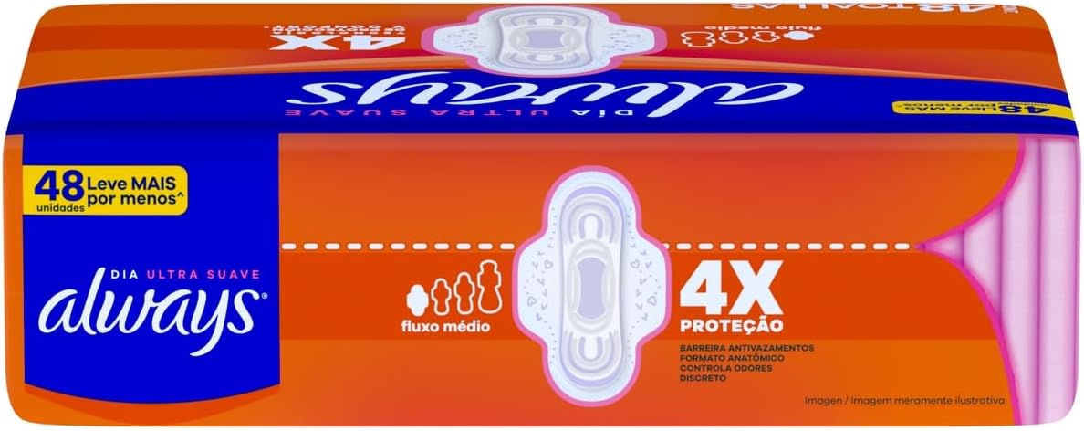 Always Absorvente Dia Ultra Suave com Abas Fluxo Médio, 48 Unidades - Imagem 12