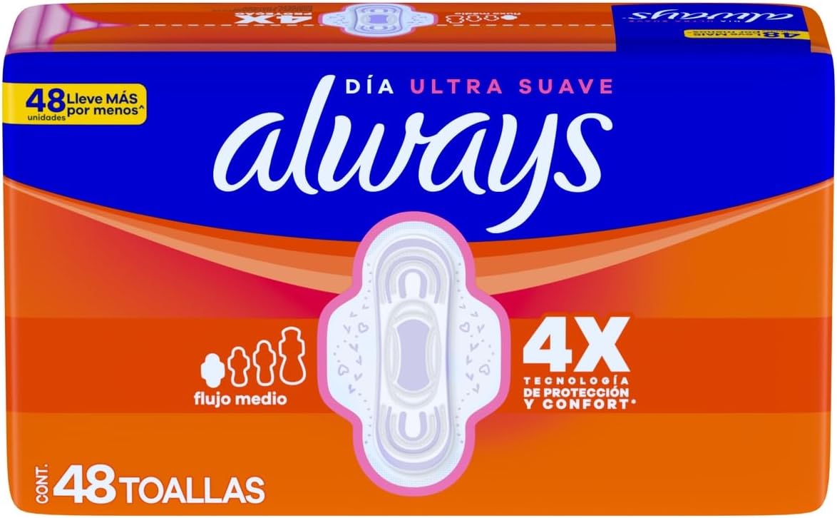 Always Absorvente Dia Ultra Suave com Abas Fluxo Médio, 48 Unidades - Imagem 9