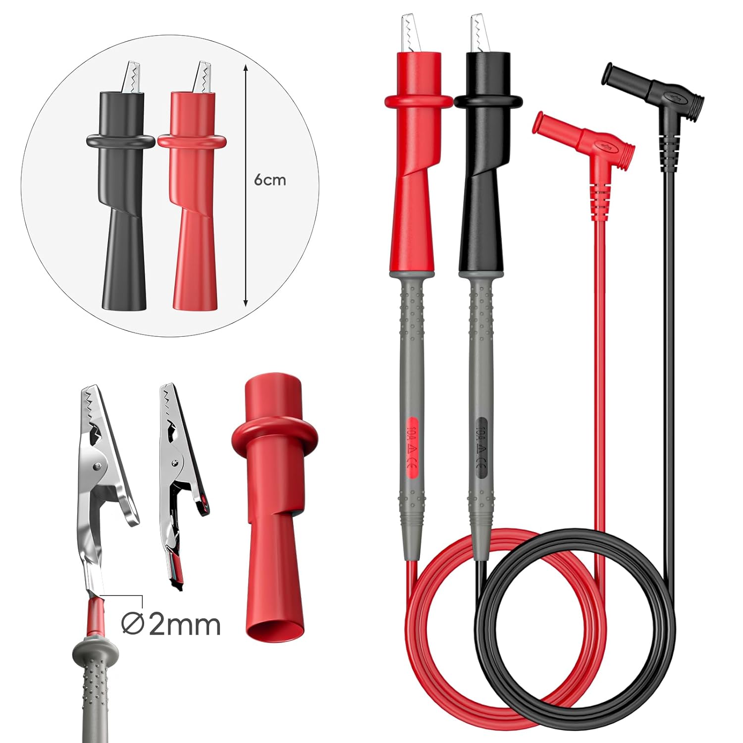 Goupchn Kit de Teste Elétrico Digital 1000V 20A com Sondas Afiadas e Clipes Jacaré de Precisão - Imagem 4