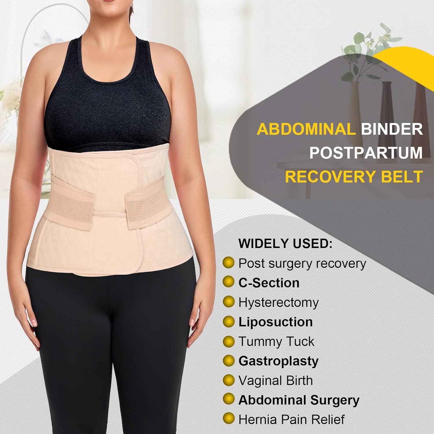Cinta Abdominal Pós-Parto, Faixa De Compressão Abdominal Pós-Cirúrgica Para Cesárea, Cinta De Recuperação, Suporte Para As Costas (Cor Nude, Tamanho Pequeno/Médio) - Imagem 3