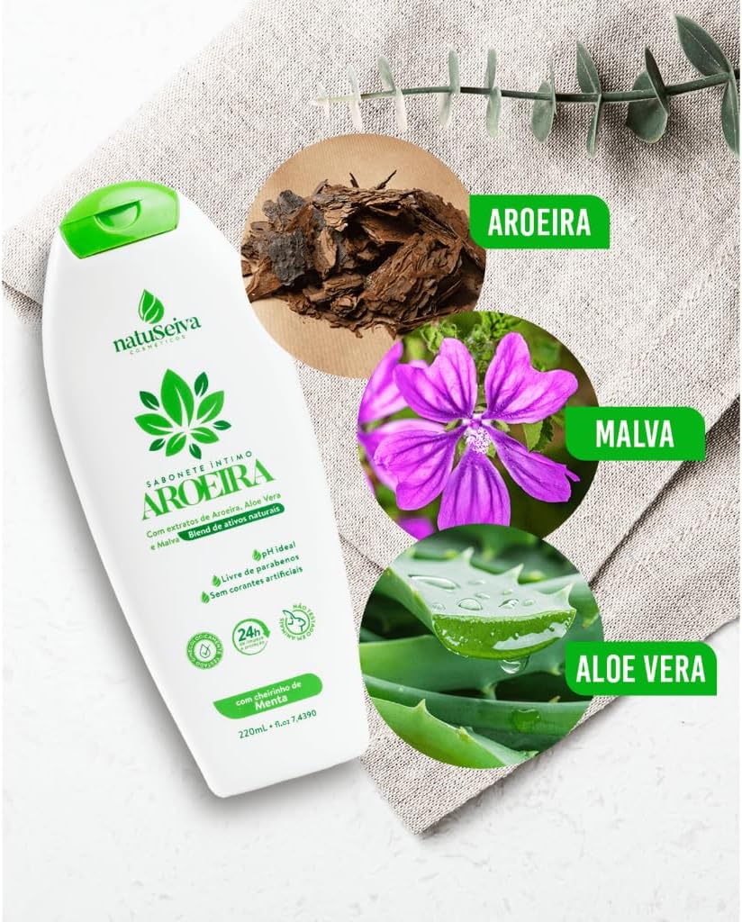 Sabonete Íntimo Aroeira e Menta Natuseiva 220mL | Frescor, Proteção e pH Balanceado - Imagem 3