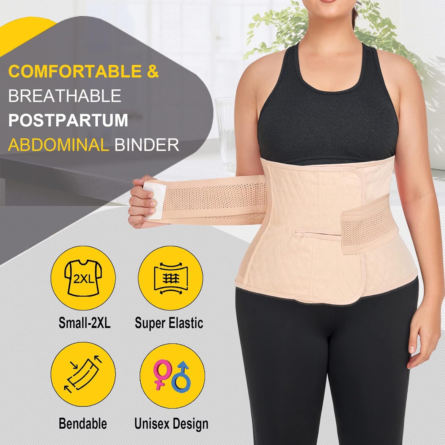 Cinta Abdominal Pós-Parto, Faixa De Compressão Abdominal Pós-Cirúrgica Para Cesárea, Cinta De Recuperação, Suporte Para As Costas (Cor Nude, Tamanho Pequeno/Médio) - Imagem 4