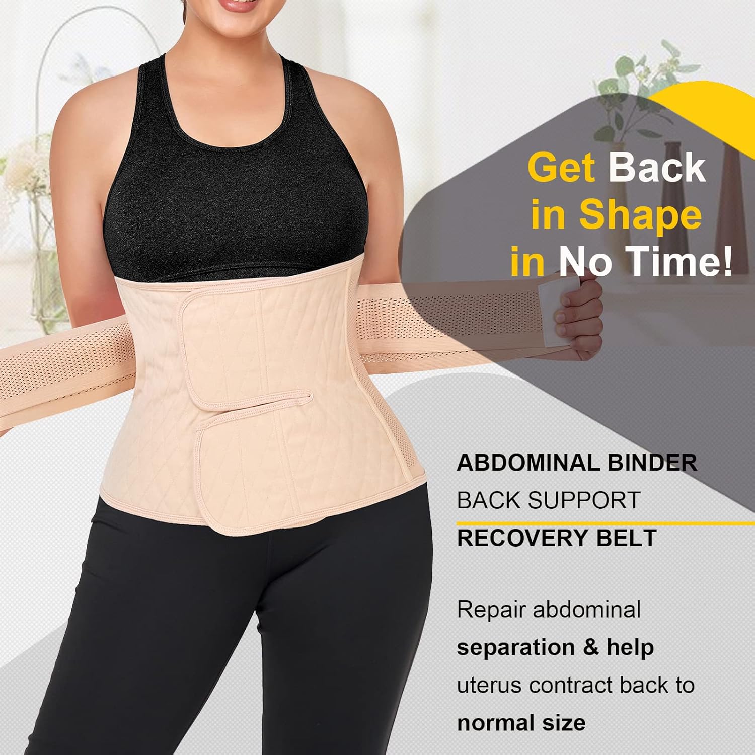 Cinta Abdominal Pós-Parto, Faixa De Compressão Abdominal Pós-Cirúrgica Para Cesárea, Cinta De Recuperação, Suporte Para As Costas (Cor Nude, Tamanho Pequeno/Médio) - Imagem 7