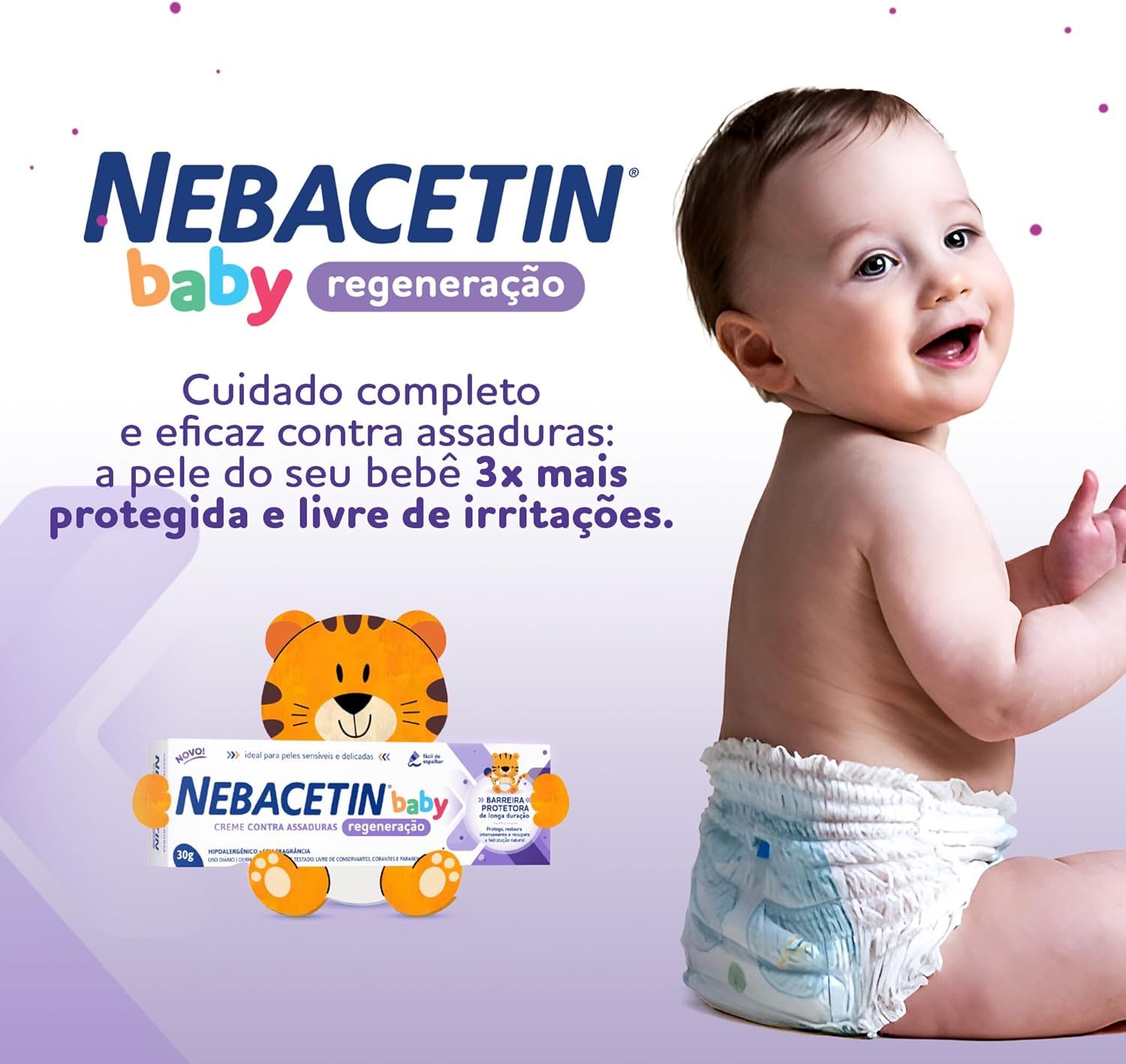 Nebacetin Baby Regeneração Pomada Contra Assaduras 60g - Cuida e Trata Peles Irritadas, Forma Barreira Protetora na Pele - Imagem 3