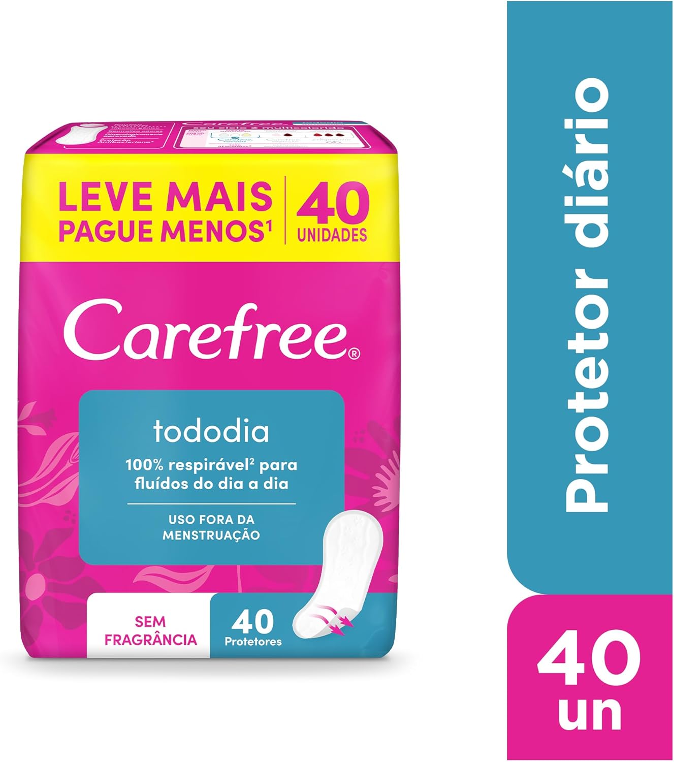 Carefree Protetor Diário Todo Dia Sem Perfume, 40un - Imagem 3