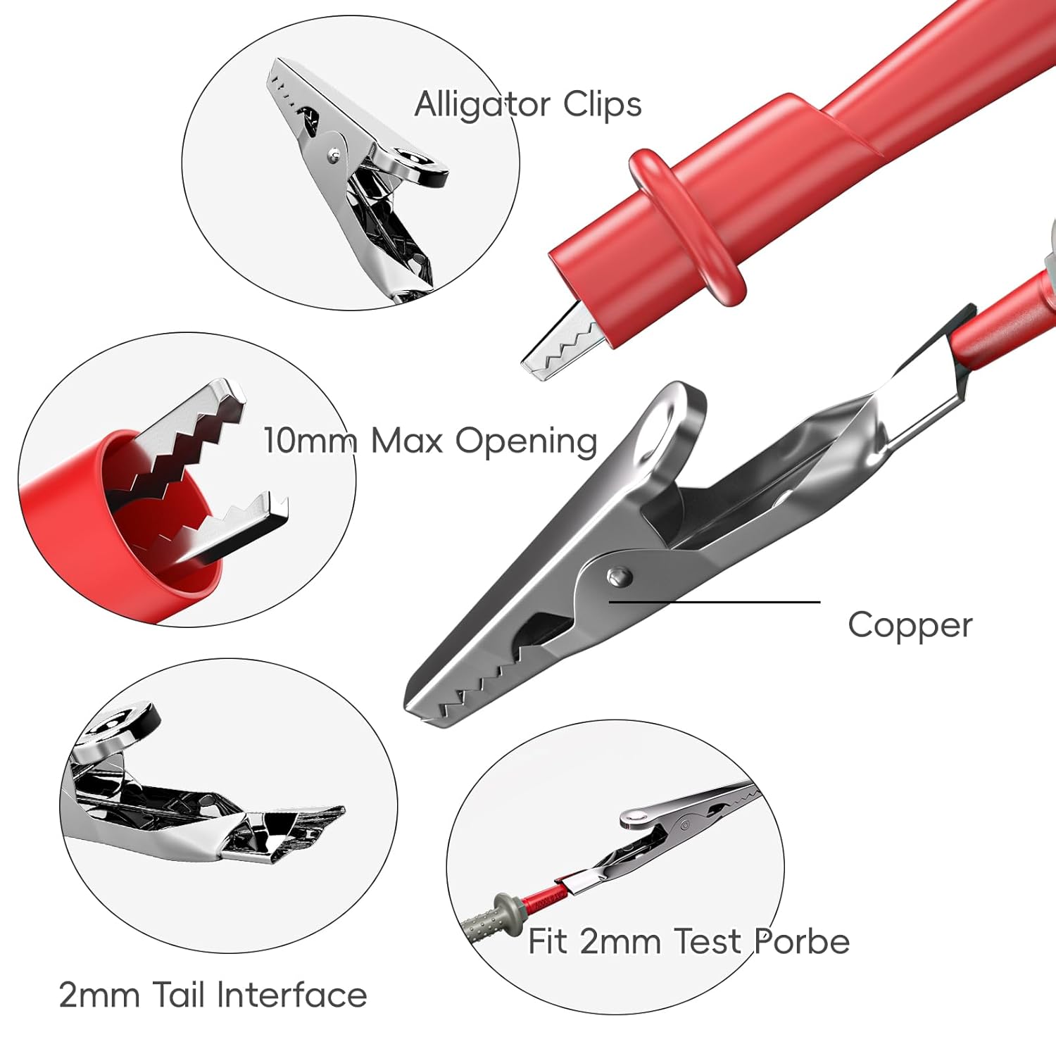 Goupchn Kit de Teste Elétrico Digital 1000V 20A com Sondas Afiadas e Clipes Jacaré de Precisão - Imagem 5