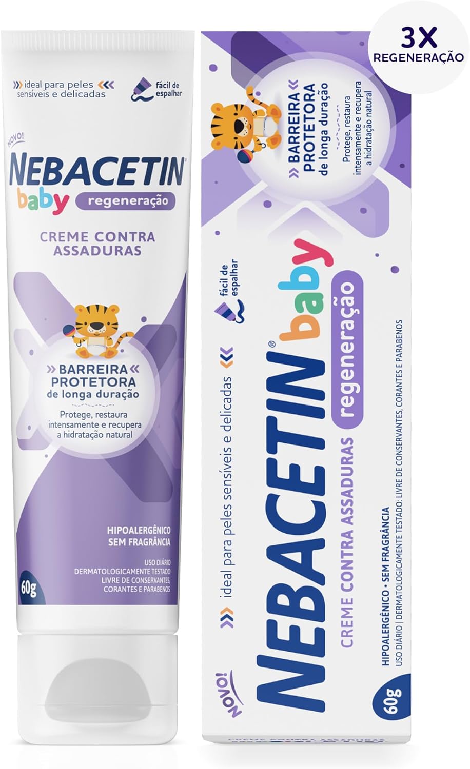 Nebacetin Baby Regeneração Pomada Contra Assaduras 60g - Cuida e Trata Peles Irritadas, Forma Barreira Protetora na Pele