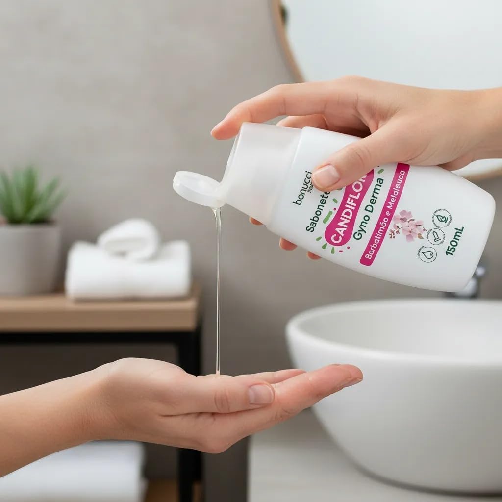 Candiflora Gyno Derma Sabonete Íntimo Feminino 150 ml Com Barbatimão e Melaleuca Higiene Suave e Frescor Diário - Imagem 4
