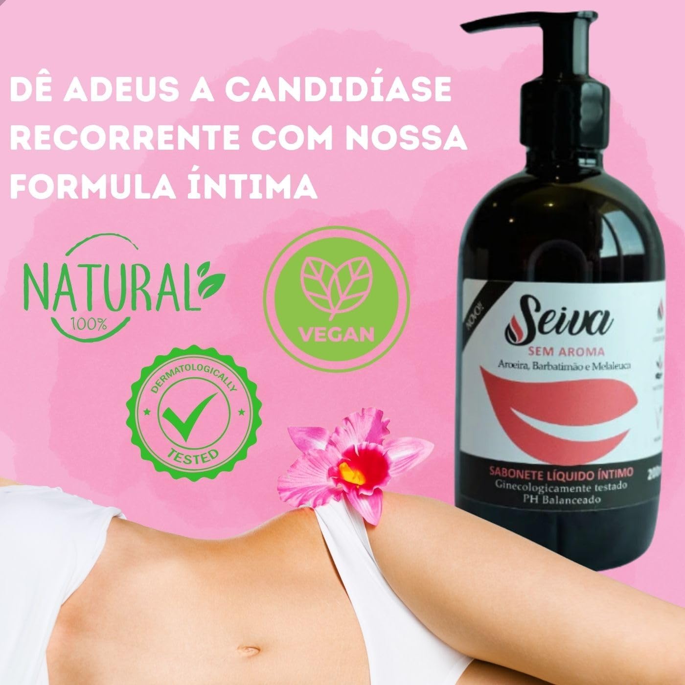 Sabonete Líquido Íntimo Contra Candidíase Coceira Inflamação Seiva - Imagem 3