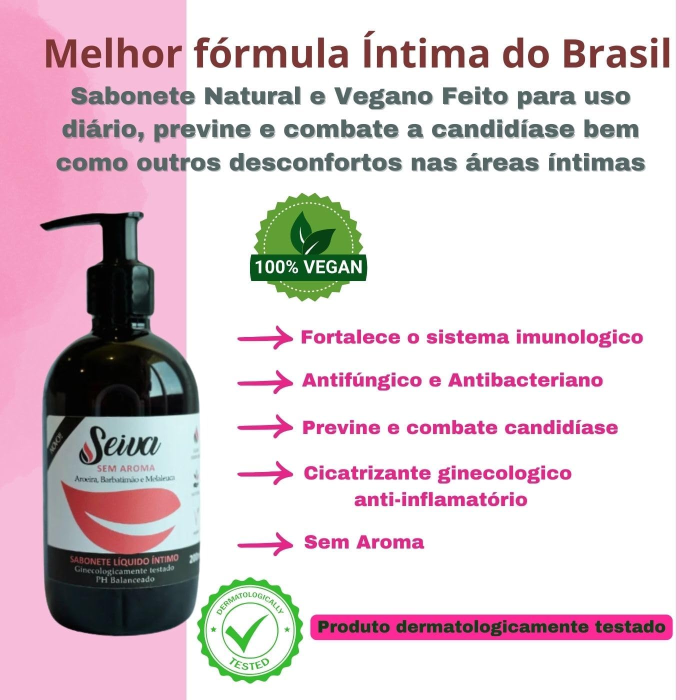 Sabonete Líquido Íntimo Contra Candidíase Coceira Inflamação Seiva - Imagem 5