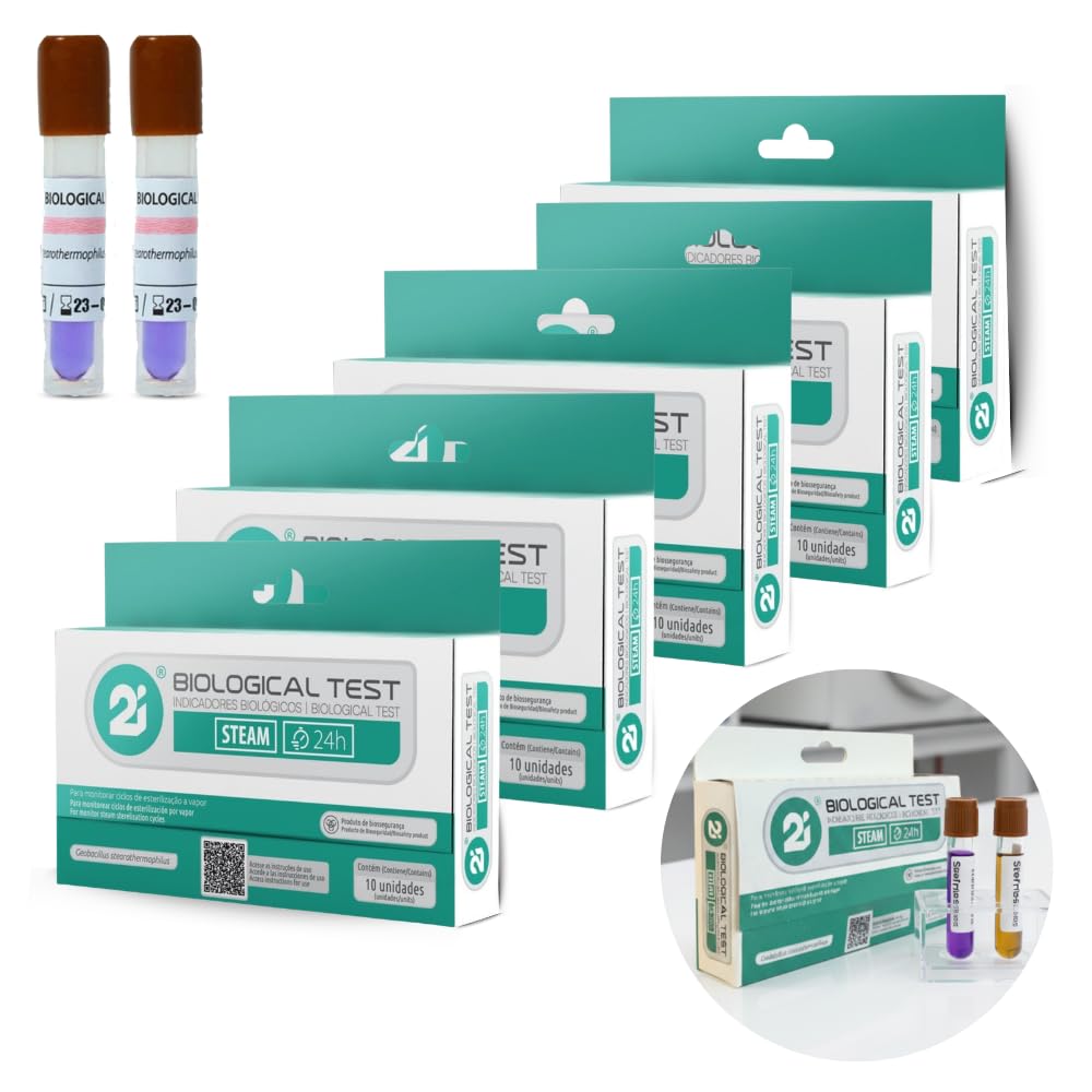 Teste Biológico Indicador Autoclave com 50 Ampolas | Indicador Biológico para Monitoramento de Esterilização | Alta Precisão | Uso Odontológico, Médico, Hospitalar e Laboratorial