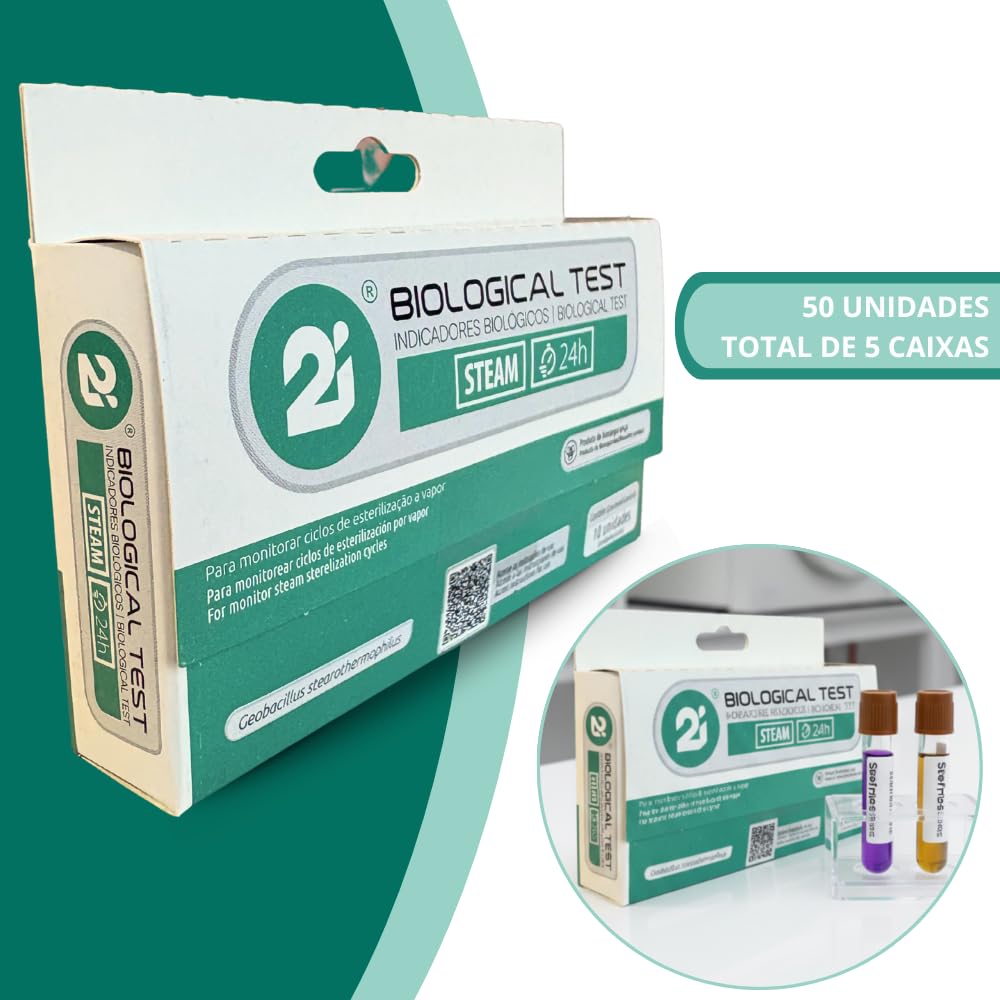 Teste Biológico Indicador Autoclave com 50 Ampolas | Indicador Biológico para Monitoramento de Esterilização | Alta Precisão | Uso Odontológico, Médico, Hospitalar e Laboratorial - Imagem 2