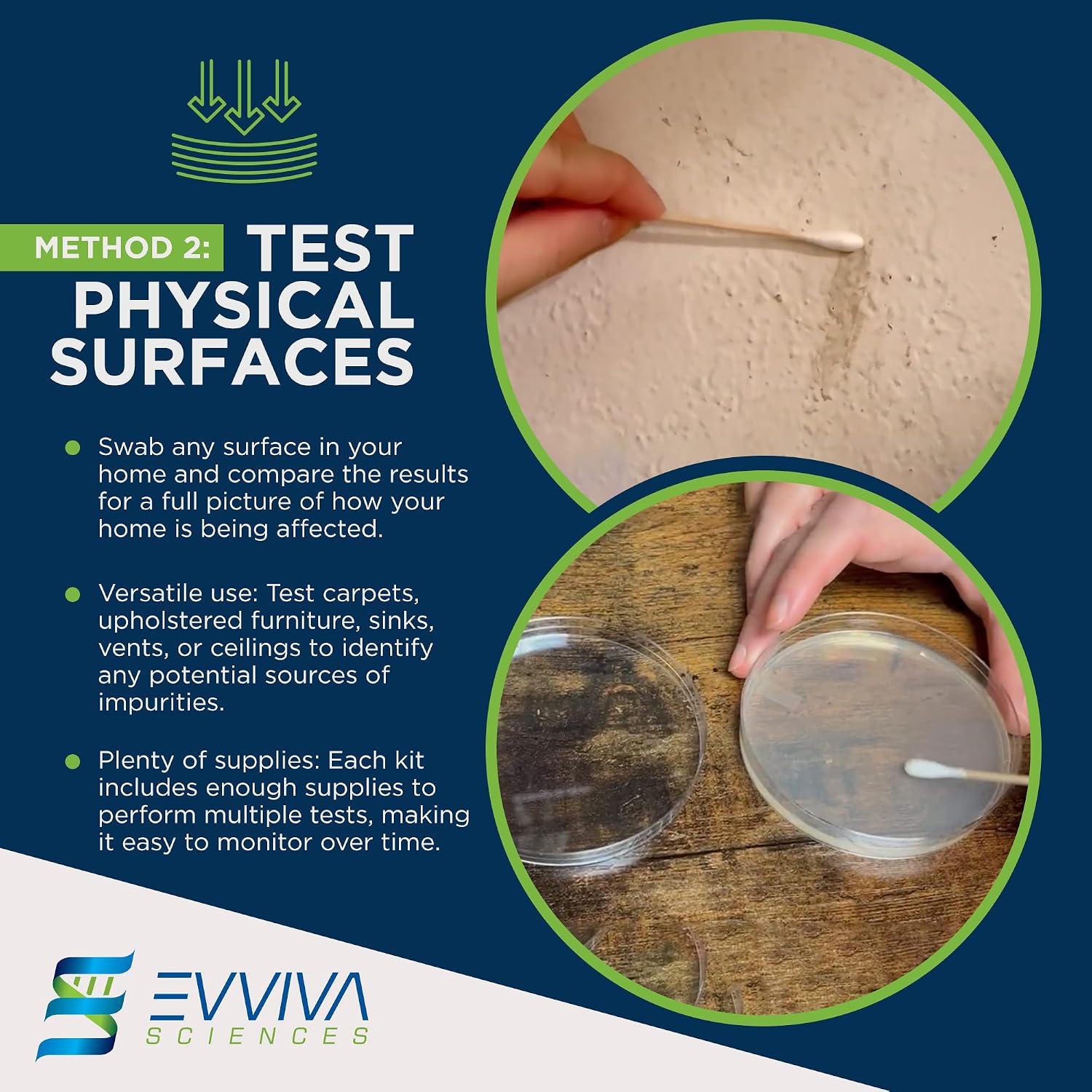 ES EVVIVA SCIENCES kit de teste de molde evviva sciences para casa - 5 testes de detecção simples com análise de laboratório opcional (taxa extra), sistema de teste HVAC, superfícies domésticas - Imagem 4